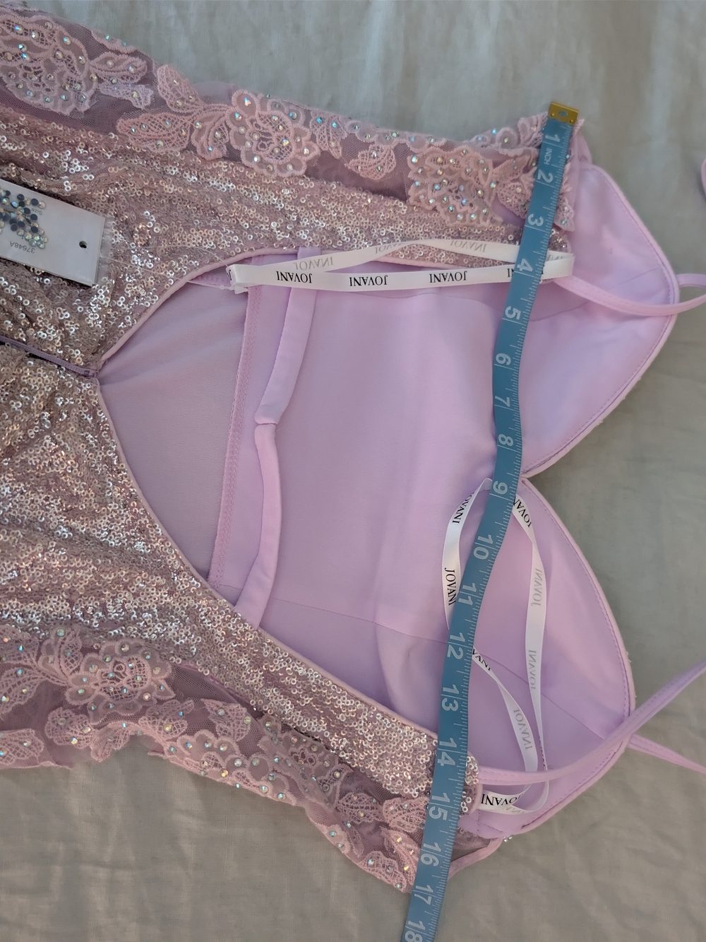 NWT Jovani 37648A Ice Pink Sequin & Rhinestone Lace Prom Evening Gown Dress 8 - Picture 8 of 9
